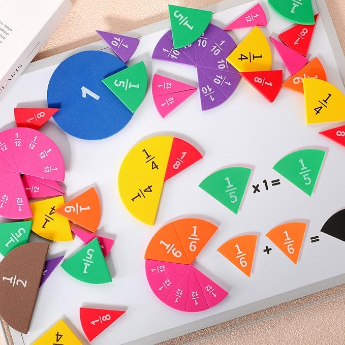 10 Sets Fraction Set for Math Classroom Fractions Manipulatives Math Manipulatives for Home School Supplies (Circles)