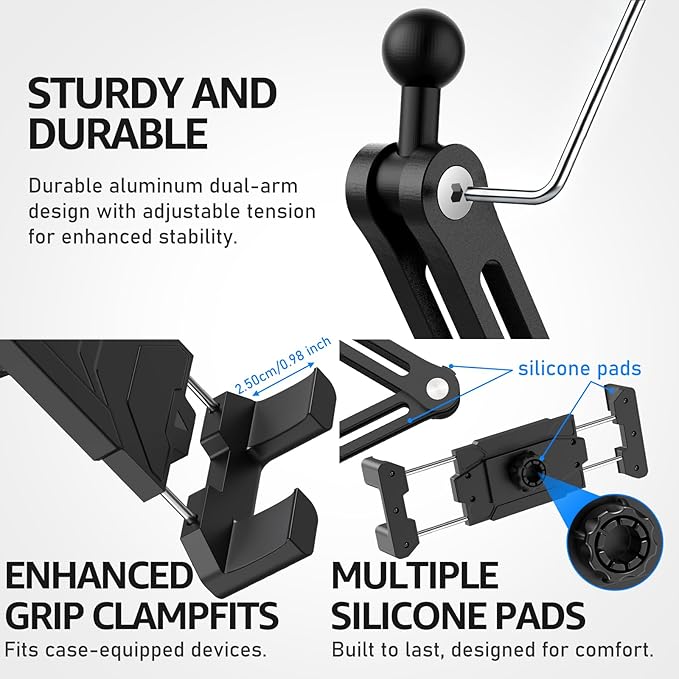 Urmust Tablet Wall Mount Holder for iPad, 360°Rotation Adjustable Tablet Stand Holder with Aluminum Extendable Arm, for iPad mini/Air/Pro/Galaxy Tab/Kindle, All 4.7-15.6" Phones & Tablets