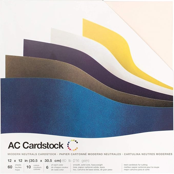 Smooth Cardstock 12x12 Paper - Colored Craft Paper for Die Cutting, Card Making, Scrapbooks - 60 Heavy Duty Sheets, 10 Unique Colors, 80lb (216gsm), Solid Core - Modern Neutrals