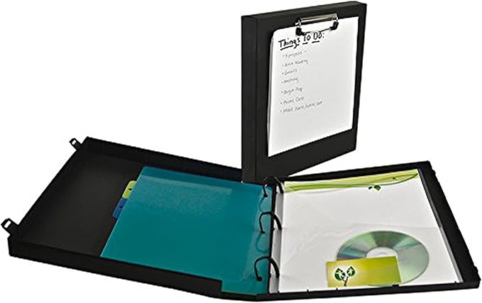 UniKeep 3 Ring Binder with Clipboard - Black - Fully Enclosed Binder - 1.5 Inch Spine - Without Clear Outer Overlay - Pack of 3 Binders