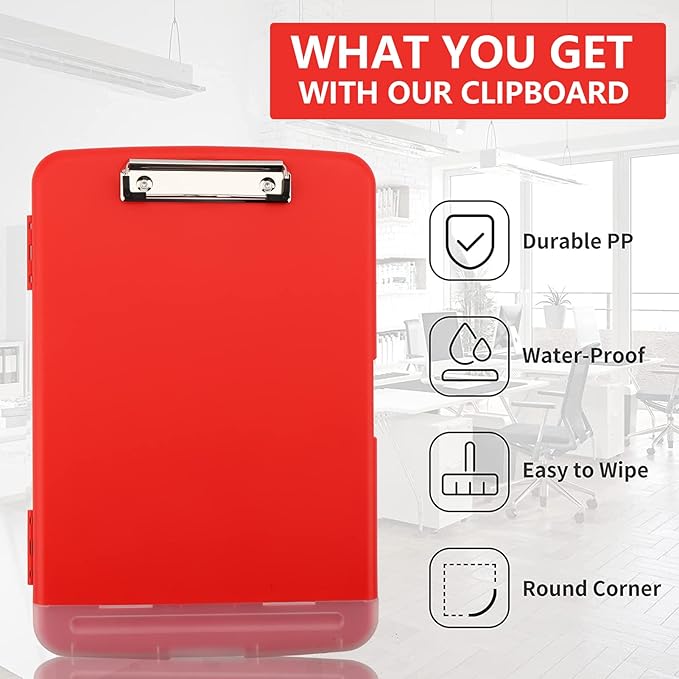 SFLHHDM Clipboard with Storage, Clip Boards 8.5x11, Plastic Clipboards with Pen Holder, Clip Board with Storage Compartments, Nurse Clipboard with Storage for Classroom, Student, Teacher