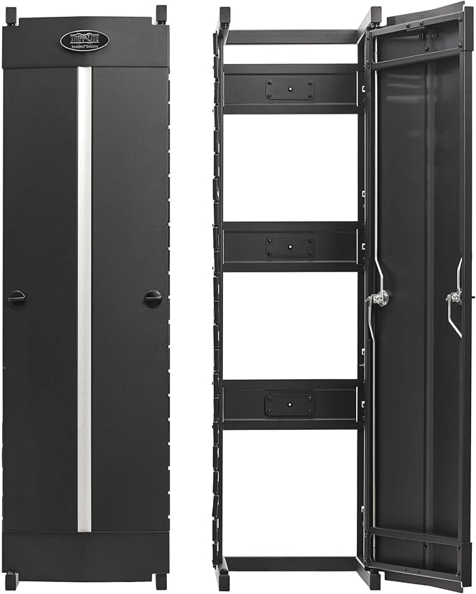 Tripp Lite Vertical Cable Manager, High-Capacity Deep Double Finger Duct, Front-Facing Cover, Two 3.5 feet Tall Sections, 12 inch Wide x 11.4 inch Depth, Black, 5-Year Warranty (SRCABLEVRT12HD)