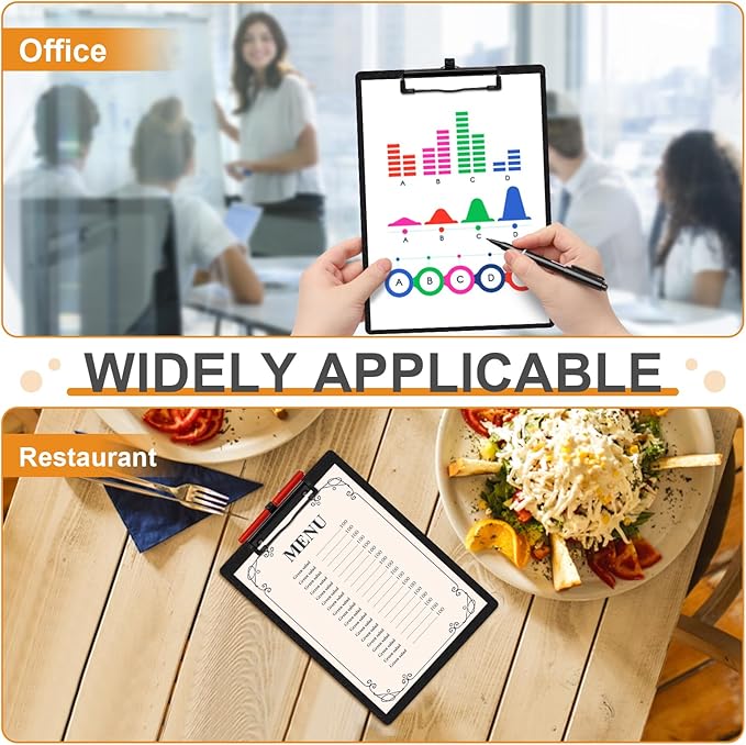 2-Pack Black A4 Letter Size Clipboards with Pen Holder - Plastic Clipboards for Classrooms & Offices