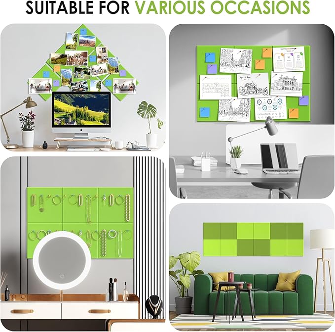 MaxGear Large Cork Board for Wall 36" x 24", Fruit Green Bulletin Board, 6 Pack Felt Wall Tiles with Pushpins, Cork Boards for Office Pin Board Tack Board Cork Boards
