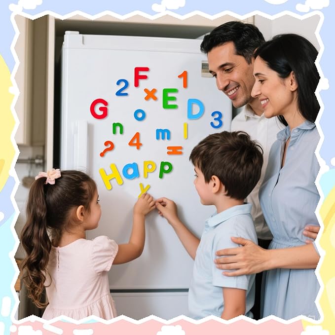 LovesTown Magnetic Letters and Numbers Set for Kids, Educational Alphabet Learning Magnets, Colorful Refrigerator Toy, 112 PCS (Pack of 2)