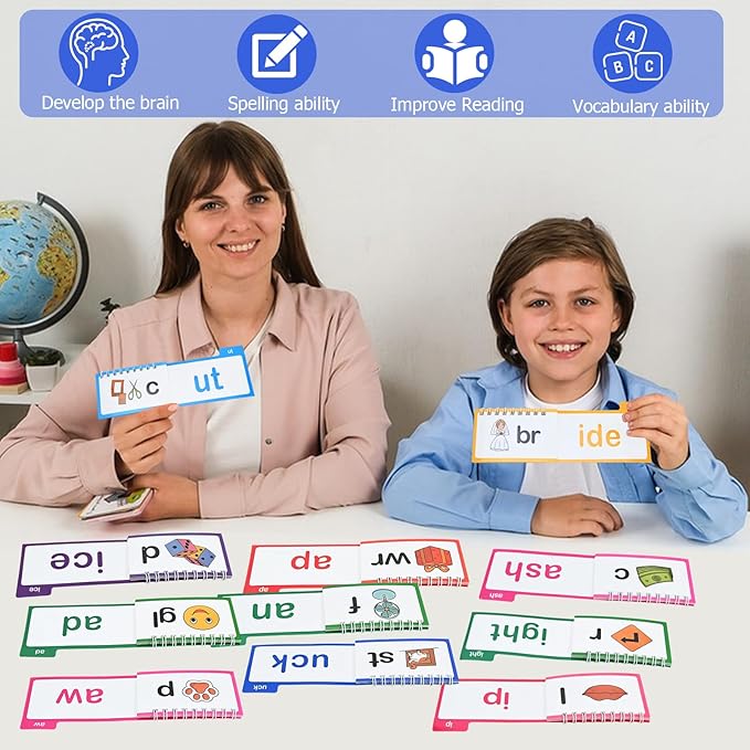 30 Read and Rhyme Flip Books for Kids, Word Family Phonics Flash Cards for Toddlers, Kindergarten & Homeschool Preschool Learning Activities, Sight Words Games for Ages 3+
