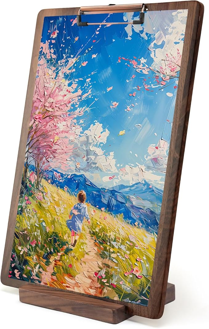 Walnut Wood Clipboard, Drawing Clip Board & Lap Easel, 16.5 x 11.8 inch, Legal Size Clipboards, Vertical Wood Lap Board for Sketching, Watercolor, Painting, Art Supplies and Landscape Working