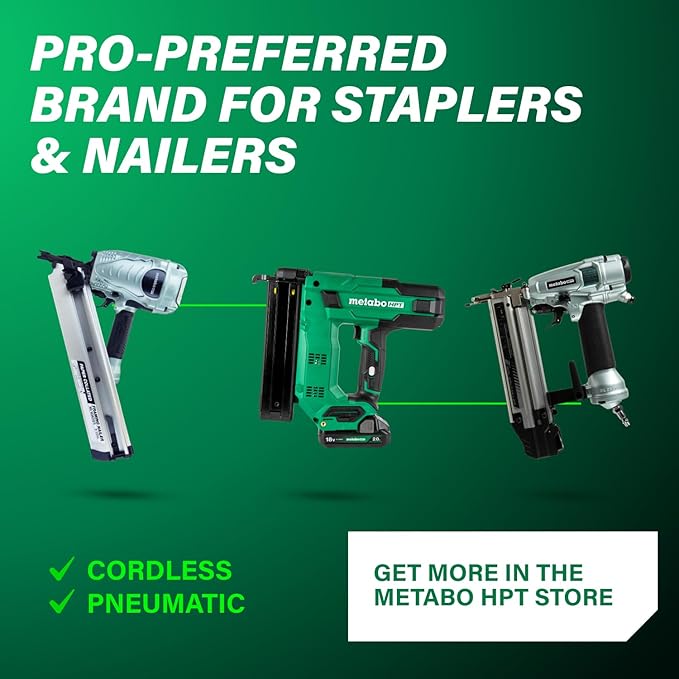 Metabo HPT 18V MultiVolt Cordless Narrow Crown Stapler Kit, 18 Gauge 1-1/2" Stapler with Power Tool 2.0Ah Lithium Ion Battery, Drives 1/2" to 1-1/2" Staples, 5-Year Warranty, N1804DB