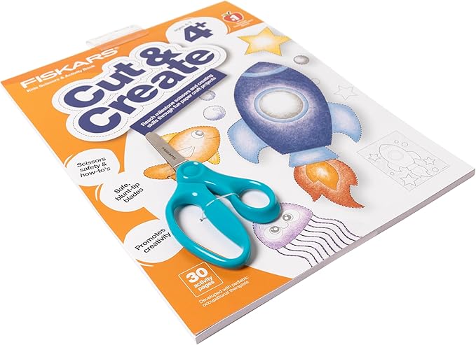 Fiskars Cut & Create Activity Book with 5" Kids Scissors, Ages 4+