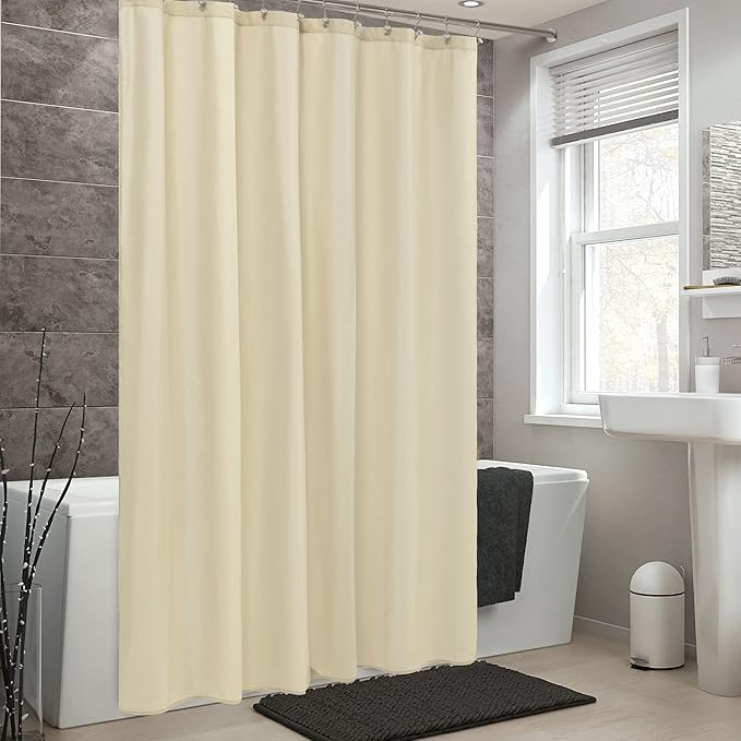 ALYVIA SPRING Extra Long Fabric Shower Curtain Liner Waterproof - 72" x 96", Soft & Lightweight X-Long Shower Curtain with 3 Magnets, Machine Washable - 72x96, Cream