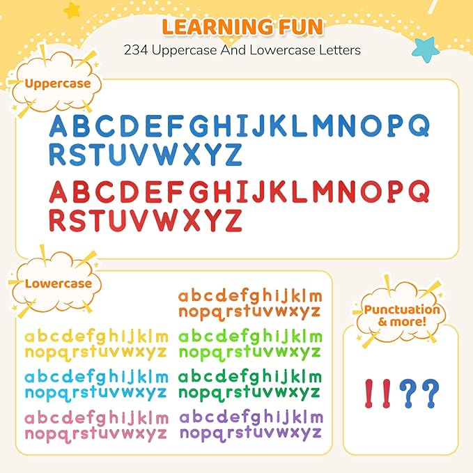 LovesTown Magnetic Alphabet Letters Set for Toddlers, Educational Learning Kit with Double-Sided Board and Storage Box, 234 PCS