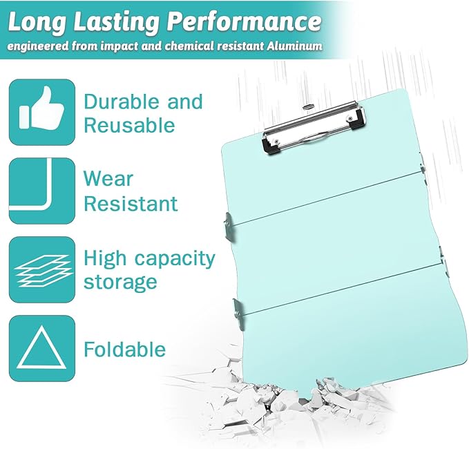 Nursing Clipboard Foldable Clipboard Medical: Edition Cheat Sheets Aluminum 3 Layers Foldable Clipboards Nursing Pocket Size Profile Clip Nurse Clipboards Notepad for Nurses Students and Doctors