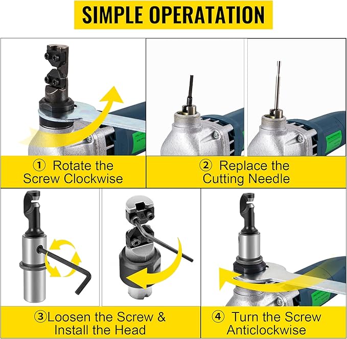 VEVOR Electric Metal Nibbler 380W Nibbler Metal Cutter 1800RPM High Speed Rotor 0.07in/1.8mm Thickness Metal Nibbler 220V w Replaced Blades Storage Case for Cutting Stainless Steel, Aluminium, Plastic