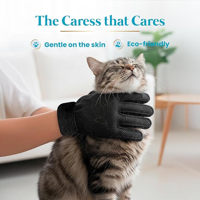 3-in-1-Pet Hair Remover Gloves for Cats & Dogs, Grooming & Deshedding Mitt Set – 2 Gloves + Extra Pad, Reusable Fur Removal Tool for Shedding, Sofa, Clothes, Carpet & Car Interior