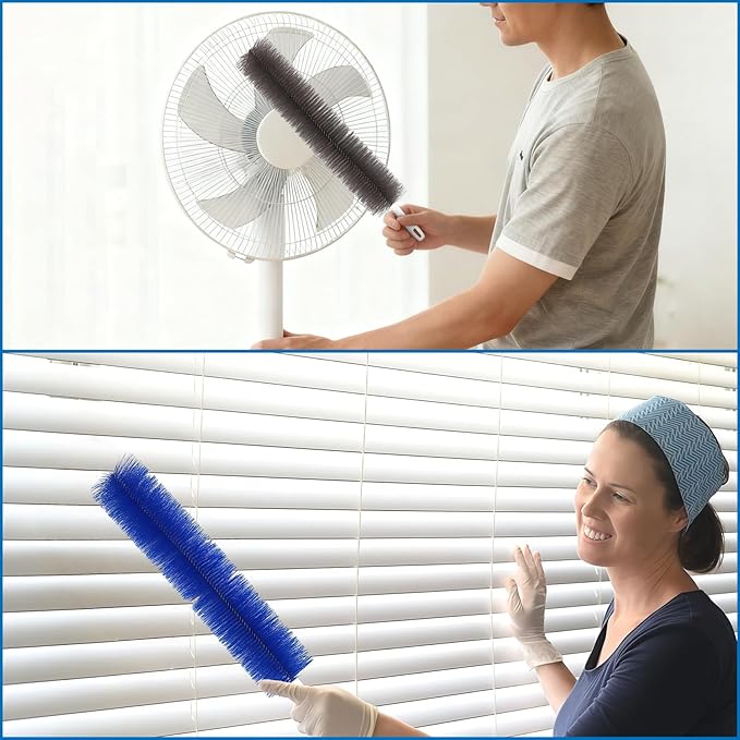 Fan Cleaning Brush Bendable Duster: 2-Pack Ceiling Fan Blades Cleaner， Microfiber Head forfor Ceiling, Blades, Curtains,Air Vents