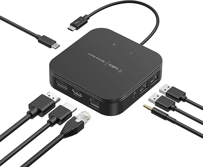 Belkin Thunderbolt 3 Dock Core With Thunderbolt 3 Cable - Usb C Hub - 7-In-1 Docking Station For Macs & Windows, 60W Upstream Charging, With Gigabit Ethernet, Displayport & Audio Ports