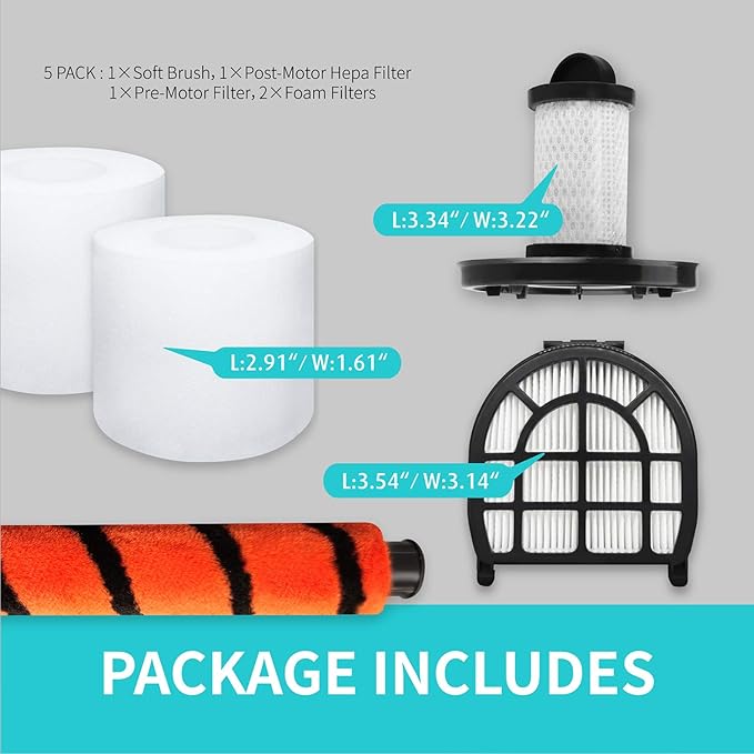 Leemone Replacement Parts for Shark LZ600 LZ601 LZ602 LZ602C APEX UpLight Lift-Away DuoClean Vacuum Cleaner, 1 Post & 1 Pre-Motor Filters, 2 Foam Filters, 1 Soft Brush Roll
