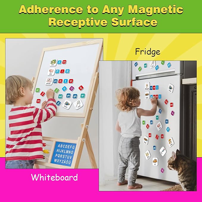 Aizweb Phonics Magnetic Letters Tiles,Phonics Games Hooked on Phonics,Learn to Read Spelling Phonemic Awareness Speech Therapy Manipulative Preschool Pre k Classroom Materials