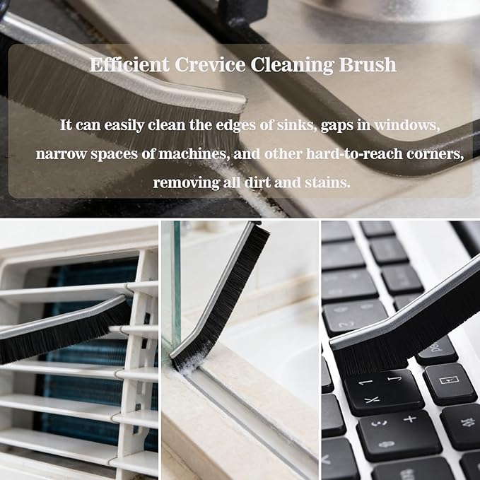 Crevice Cleaning Brush Set - Hard Bristle Scrub Brushes Tools, Small Gap Cleaning Brushes for Cars, Offices, Appliances, Ktichen, Bathroom, Window Grooves and Corners