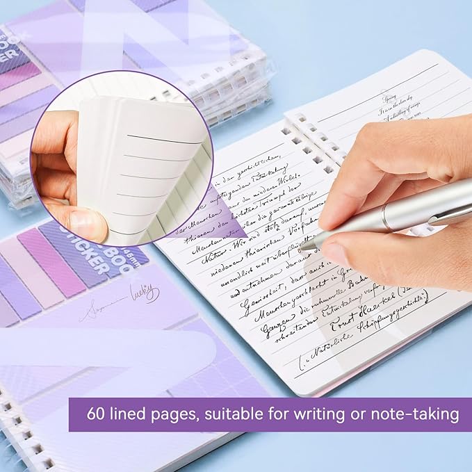 2Pcs Multi-Functional Sticky Note Combination Notebook, 220 Stickers +60 Inner Pages. Suitable for Office and Study Supplies (Purple)