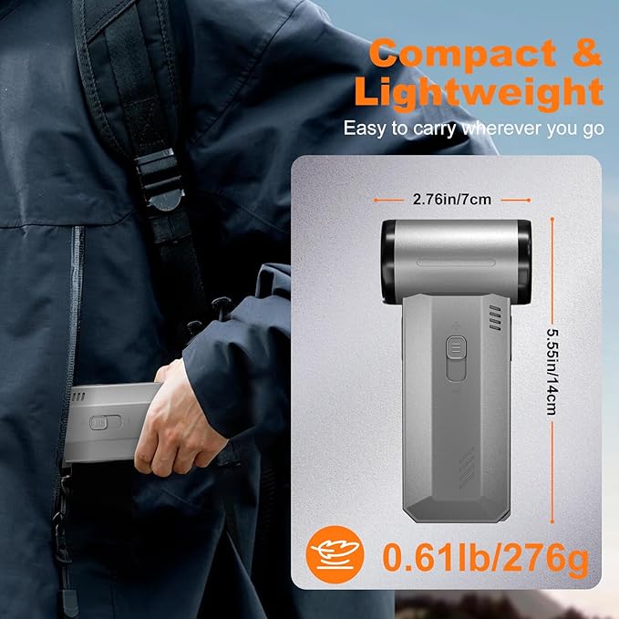 2-in-1 Compressed Air Duster-150000RPM Super Power Electric Air Duster with 8000mAh Battery, Continuously Adjustable Speed Rechargeable Air Duster for PC Keyboard, Car, Home, and Outdoor