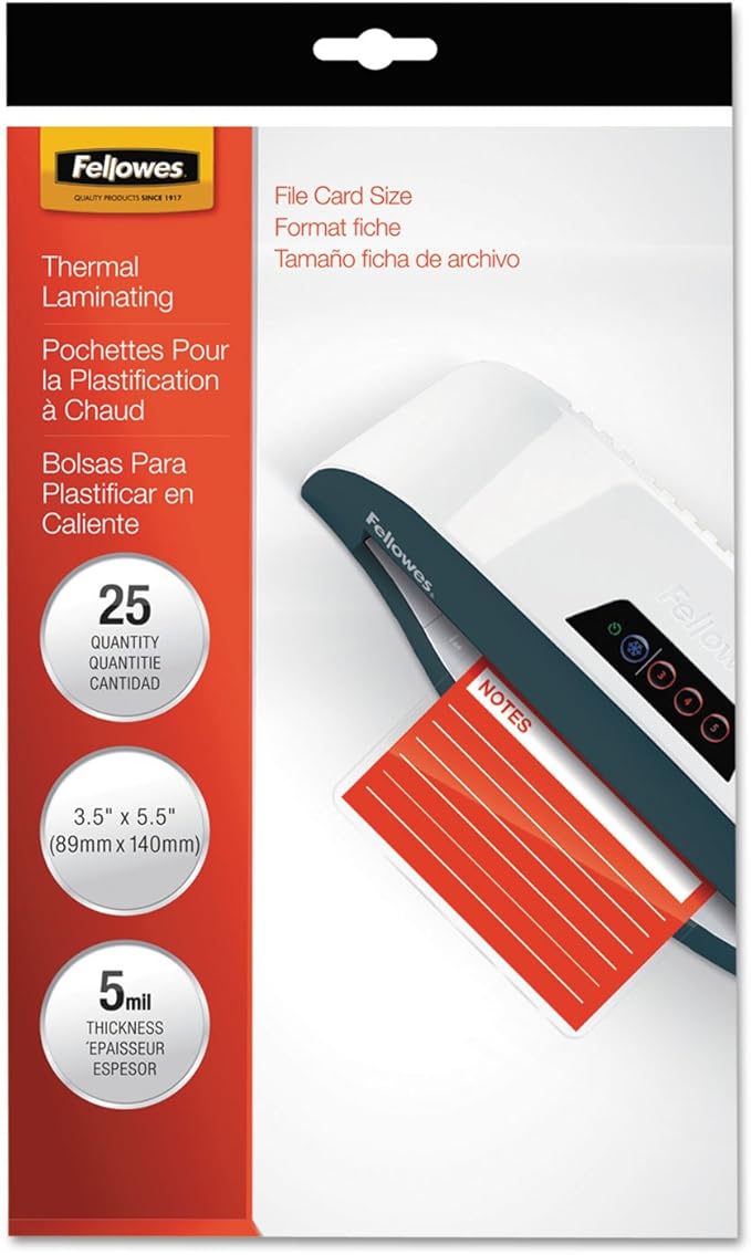 Fellowes Laminating Photo Pouches, 4 x 6 Inches, 3 mil, 25 Pack (3525201)