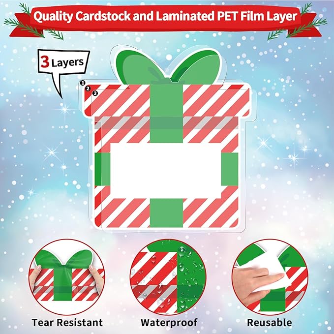 Christmas Bulletin Board Decoration Set Xmas Gift Boxes Borders Cutouts for Party School Classroom Door Welcome Bulletin Board Craft Home Wall (Our Class is a Gift)