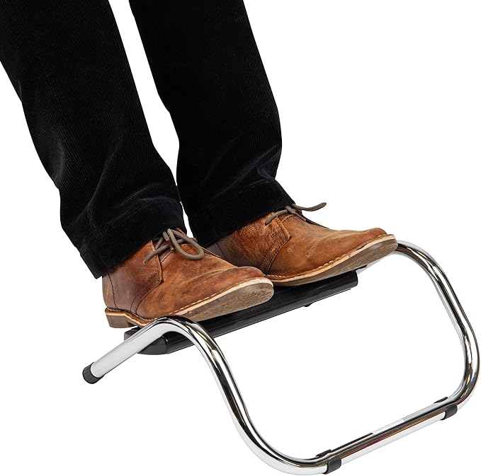 Mind Reader Foot Rest, Under Desk at Work, Ergonomic, Height Adjustable, Office, Metal, 14" L x 13" W x 7" H, Black