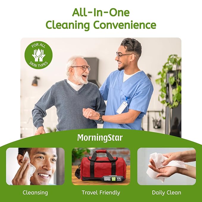 Adult Wipes for Elderly - 720 Wipes 12 Packs Thick Extra Large Disposable Washcloths for Adult Bathing & Shower Alternative No-Rinse - Lightly Scented XXL