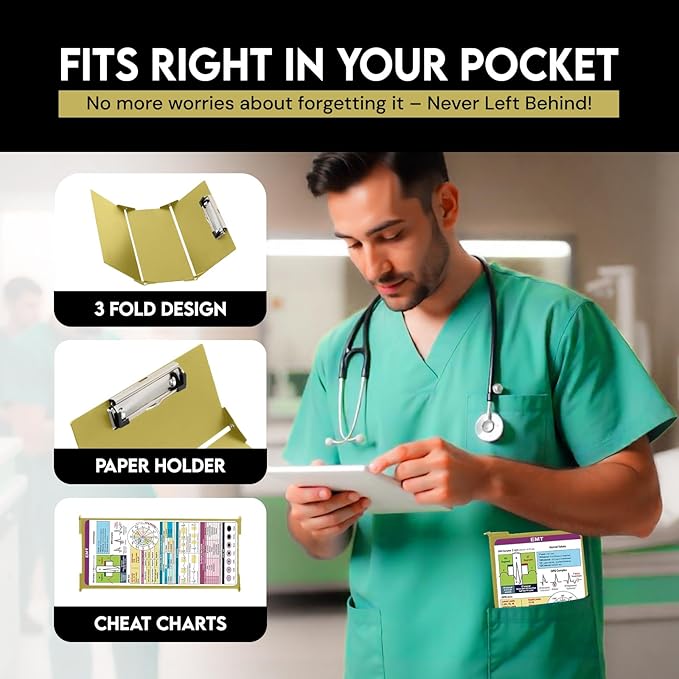 Nursing Clipboard EMT Edition 3 Layers Aluminum Foldable Nurse Clip Board Nursing Student Essentials Foldable Clipboard Nursing Trifold Nursing School Essentials