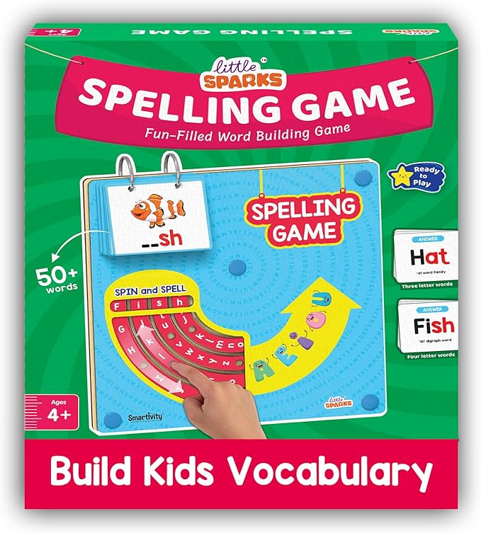 Smartivity Spelling Game Learning Toy for Kids 4-8 Years Old,50+ Picture Cards,Birthday Gift,Educational Word&Vocabulary Building Toy with Rotating Letter Wheels
