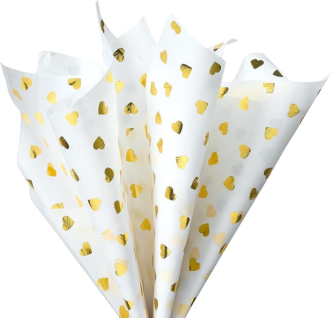 Papyrus Gold Foil Hearts Valentines Day Tissue Paper (4-Sheets)