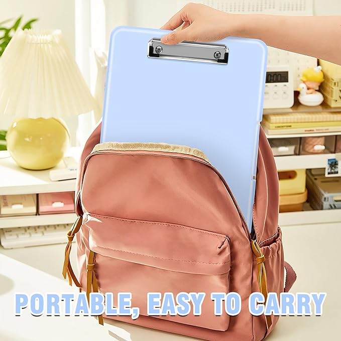 ANZNKU Clipboard with Storage 13x9.6 inches, Storage Clip Board Heavy Duty, Plastic Clipboard with Side Opening, Nursing Clip Board Foldable, Letter Size Smooth Writing for Work, Study(Light Blue)