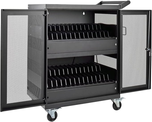 Tripp Lite 32-Port AC Charging Cart Storage Station for Chromebooks, Laptops & Tablets - Secures Devices in Locking, Vented, Wall-mountable Steel Cart - 2-Year Warranty (CSC32AC)