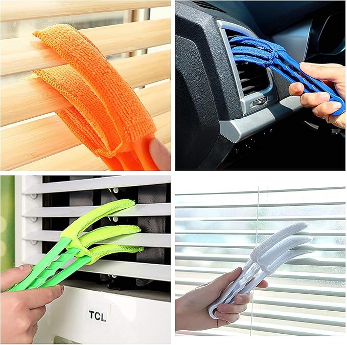 Universal Blind Cleaning Brush,Microfiber Venetian Blind Cleaner Brush Tool,Shutter Brush Works on Vertical/Horizontal Blinds for Dust Removal,Reusable & Washable,2 Pack (Blue)
