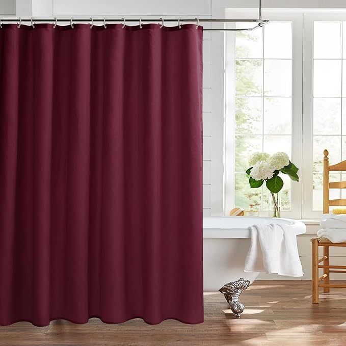 Nasitos Fabric Shower Curtain Liners 2 Pack - W72 x H72 - Washable & Water Resistant Lightweight Cloth Shower Liner for Bathroom, Soft Hotel Quality, Standard Size (Burgundy, 4 Magnets Included)