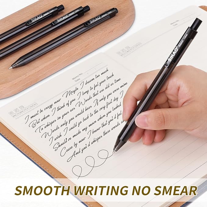 Black Pens Bulk, 60 Pack Retractable Ballpoint Pens, Black Ink 1.0mm Medium Point, Smooth Writing No-Smear, Click Pens for Teachers, Students, Restaurant Servers School & Office Supplies