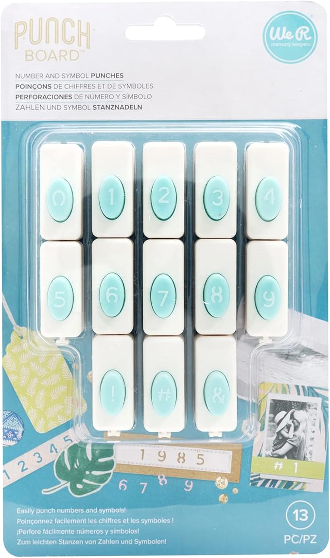 We R Memory Keepers Number Punches Set, Pair with Punch Board, Mix and Match Numbers, for Crafting, Scrapbooking, DIY Projects, Journaling, Cardmaking, and More