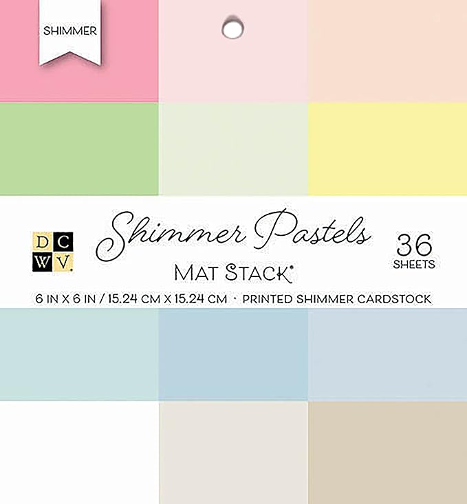 DCWV Single-Sided Cardstock Stack 6"X6" 36/Pkg-Shimmer Pastels Solid, 12 Colors/3 Each
