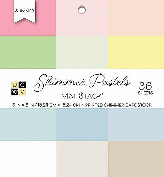 DCWV Single-Sided Cardstock Stack 6"X6" 36/Pkg-Shimmer Pastels Solid, 12 Colors/3 Each