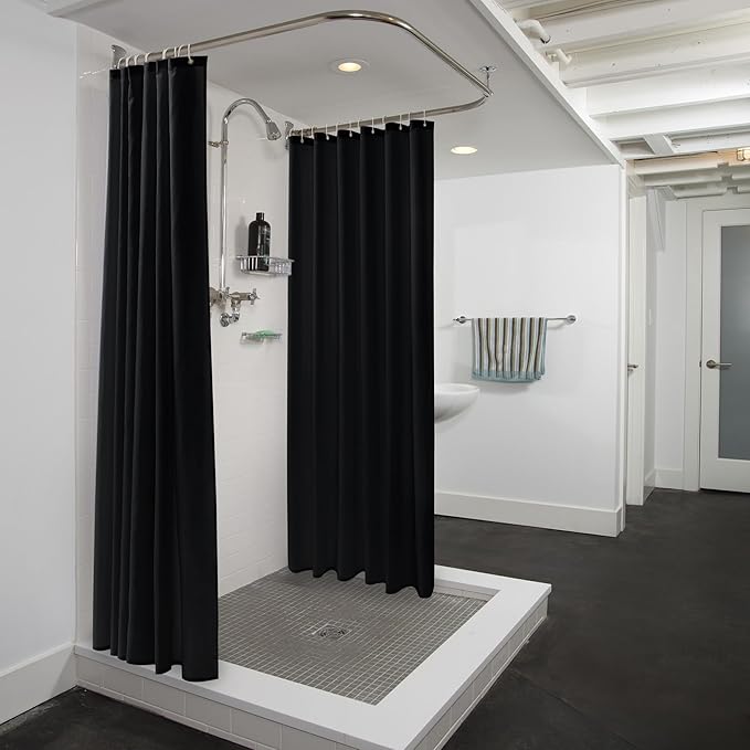 Nasitos Fabric Shower Curtain Liners 2 Pack - W72 x H72 - Washable & Water Resistant Lightweight Cloth Shower Liners for Bathroom, Soft Hotel Quality, Standard Size (Black, 4 Magnets Included)