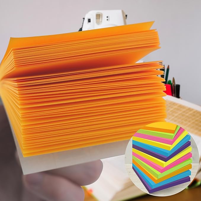 OHOME Sticky Notes - 12 Pads, 3”x3” - Colorful Self-Stick Post Notes Bulk - Office Desk Accessories | Teacher Classroom Must Haves,Aesthetic School Supplies for Home,Easter Basket Stuffers
