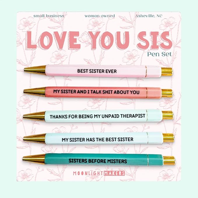 Moonlight Makers Funny Office Supplies Gift Set - Love You Sis Pen Set, To Do Or Not To Do Notepad, Favorite Sister Zipper Pouch - Cute Stationery Sets for Women, Funny Gifts for Friends and Coworkers