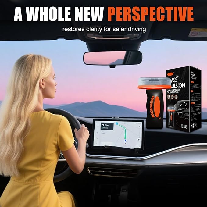 SENOY Oil Film Remover for Car Windshields and Windows, Handheld Car Glass Cleaner Oils Film Cleaning Brush, Glass Guard Windshield Cleaner & Oil Film Remover Coating for Car Window (1PC)