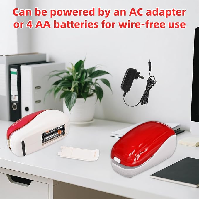 Electric Stapler-Red,Including 2000 Staples and 1 Staple Remover, Suitable for Palm Size and high Comfort，25 Sheet Capacity, AC Adapter or Battery Powered，Battery not Included