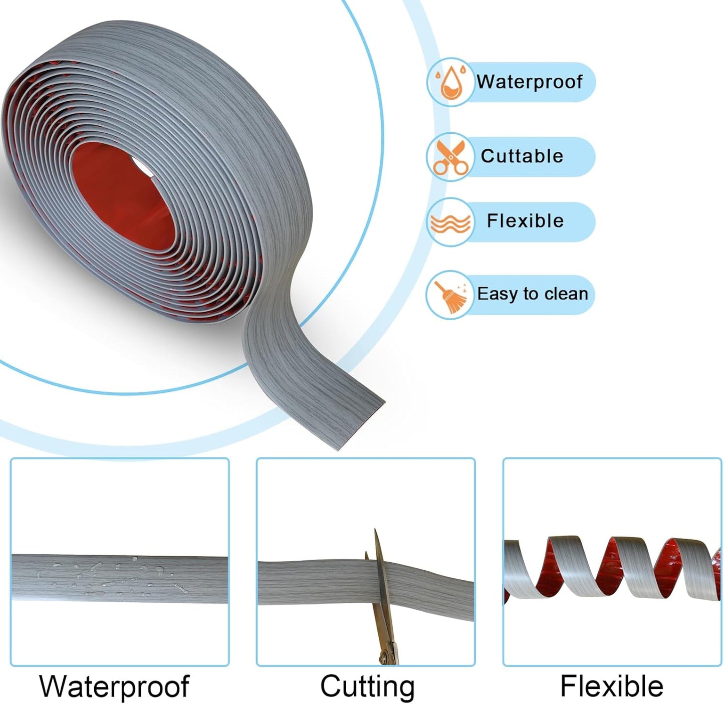 Floor/Door Flat Transition Strip & Self-Adhesive Vinyl Edge Trim - Laminate Gap Covering Joining Strip