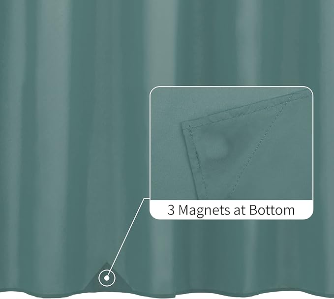ALYVIA SPRING Teal Fabric Shower Curtain Liner Waterproof - Soft & Light-Weight Cloth Shower Liner with 3 Magnets, Hotel Quality & Machine Washable - Standard Size 72x72, Sea Teal