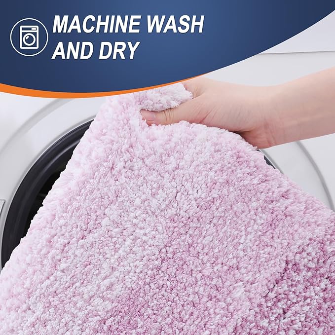 OLANLY Bathroom Runner Rugs 47x17, Extra Soft Absorbent Microfiber Bath Rugs, Rubber Backing, Quick Dry, Washable Bath Mats for Bathroom Floor, Tub and Shower, Home Decor Accessories, Pinkish-Purple