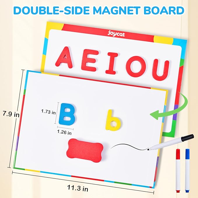 JoyCat Classroom Magnetic Letters Kit Colorful 234 Pcs with Double-Sided Magnet Board - Foam Alphabet Letters for Preschool Kids Toddler Spelling and Learning - Fridge Magnets ABC Education Toys