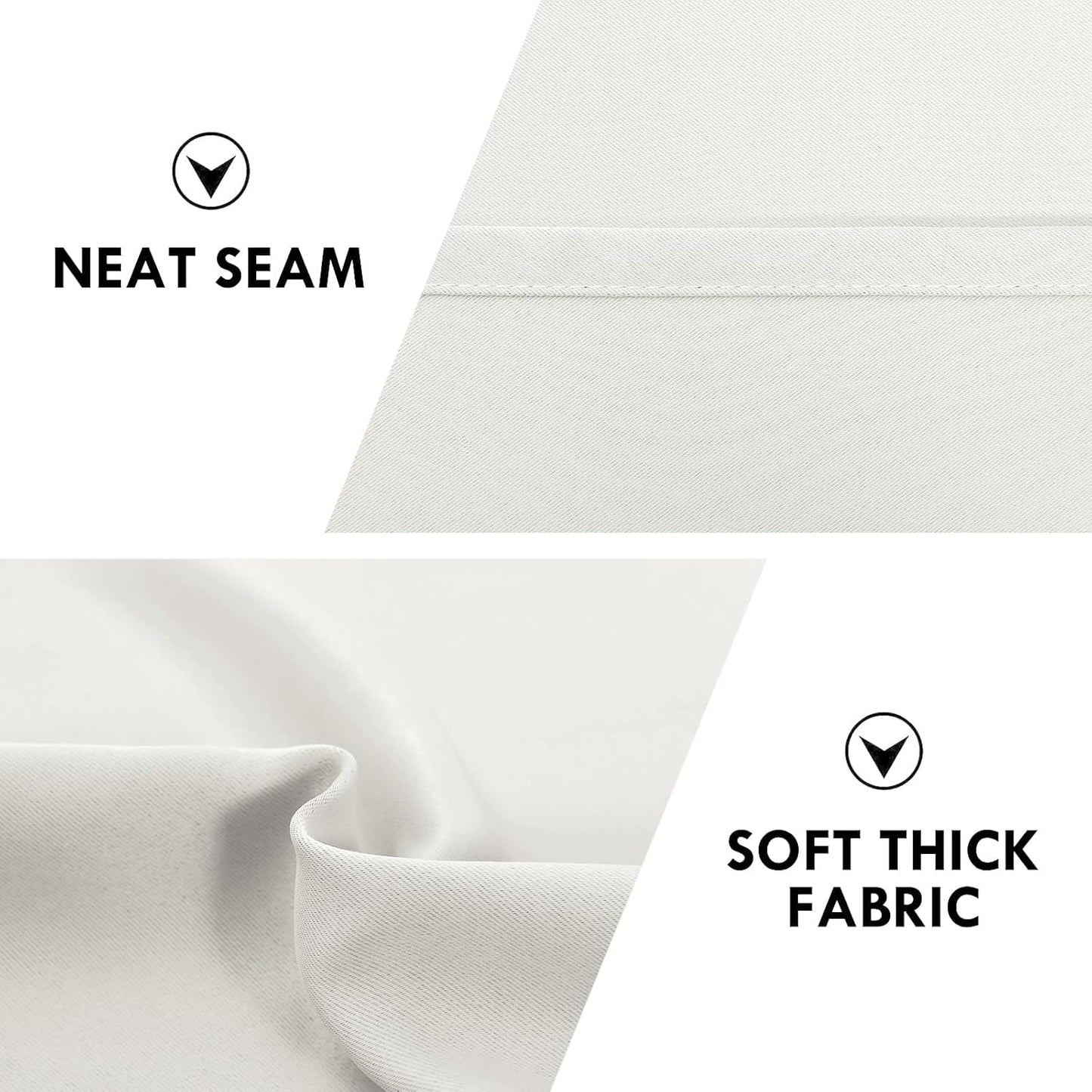 DWCN Blackout Curtains for Living Room Thermal Insulated, Energy Saving & Noise Reducing Bedroom Curtains, Ivory, W 70x L 63 Inch, Set of 2 Rod Pocket Curtain Panels